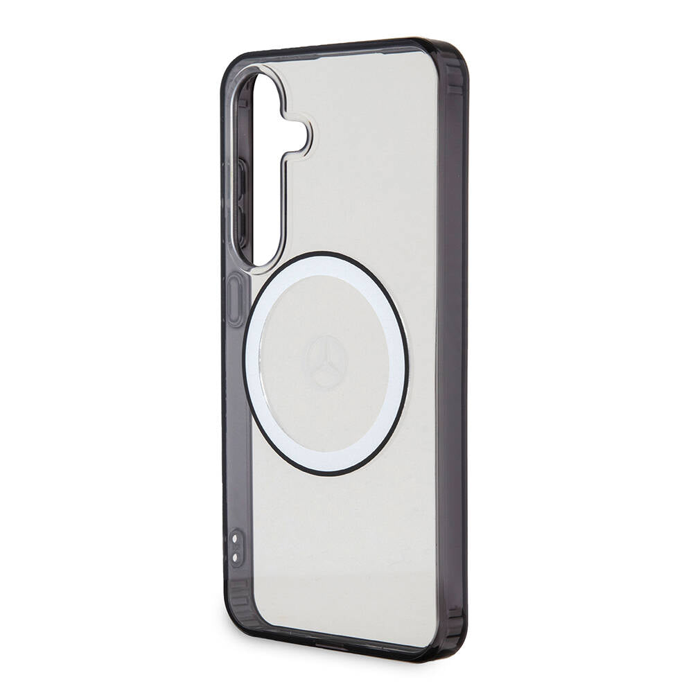 Galaxy S24 Kılıf Mercedes Benz Orjinal Lisanslı Magsafe Şarj Özellikli PC TPU Transparan Black Ring Kapak Renksiz