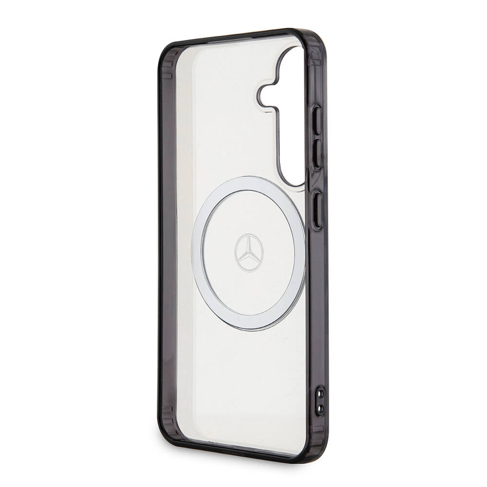 Galaxy S24 Kılıf Mercedes Benz Orjinal Lisanslı Magsafe Şarj Özellikli PC TPU Transparan Black Ring Kapak Renksiz