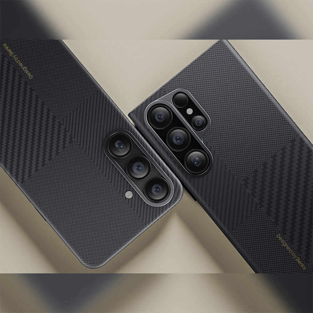 Galaxy S24 Magsafe Şarj Özellikli Karbon Fiber Benks Montage ArmorAir Kevlar Kapak Siyah