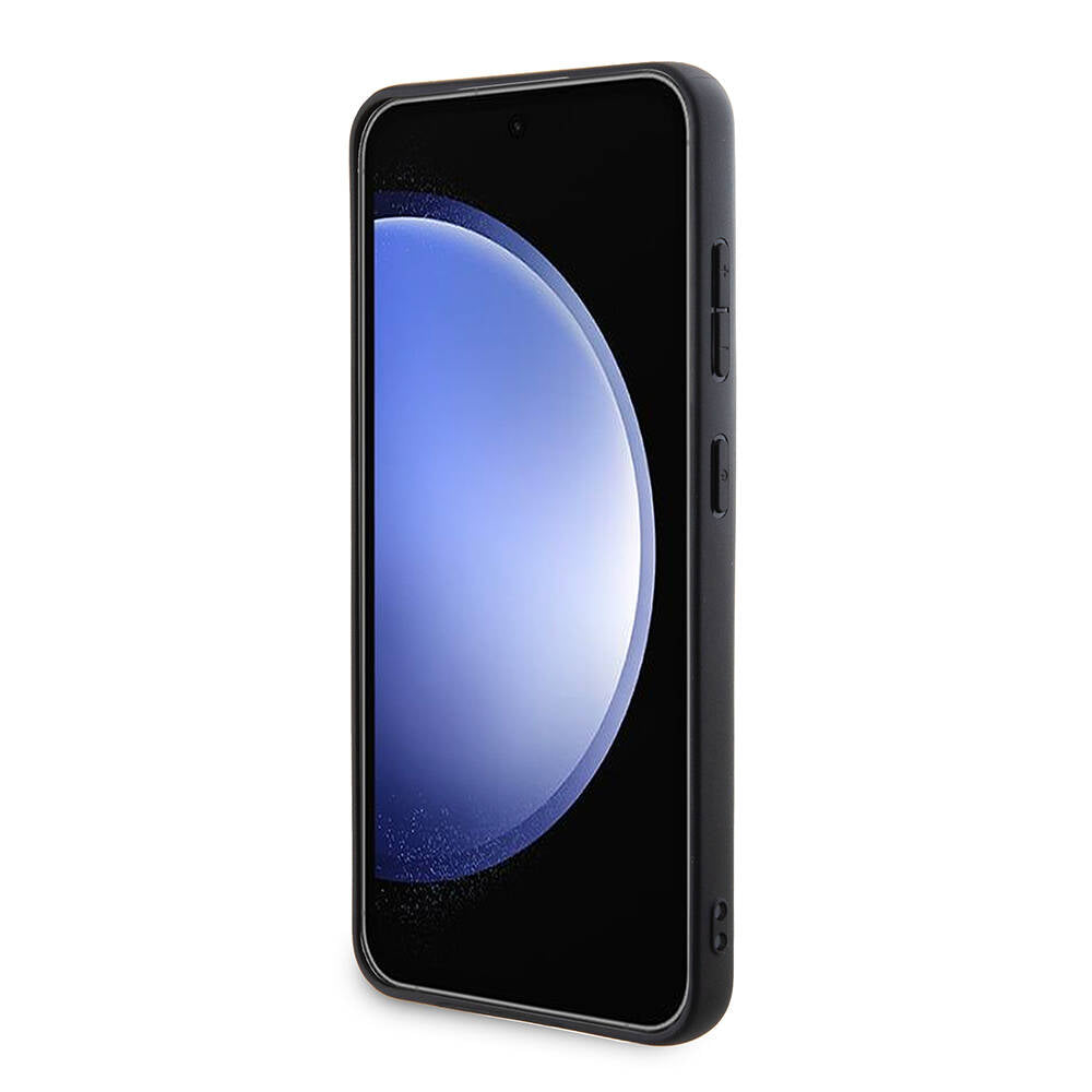 Galaxy S24 Plus Kılıf Guess Orjinal Lisanslı PU Üçgen Logo 4G Desenli Kapak Siyah