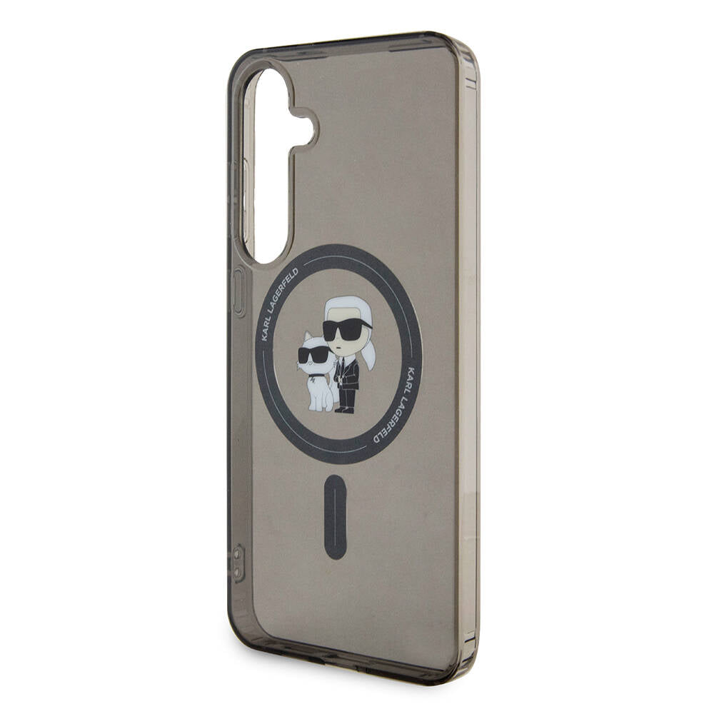 Galaxy S24 Plus Kılıf Karl Lagerfeld Orjinal Lisanslı Magsafe Şarj Özellikli Karl & Choupette IML Baskılı Kapak Siyah