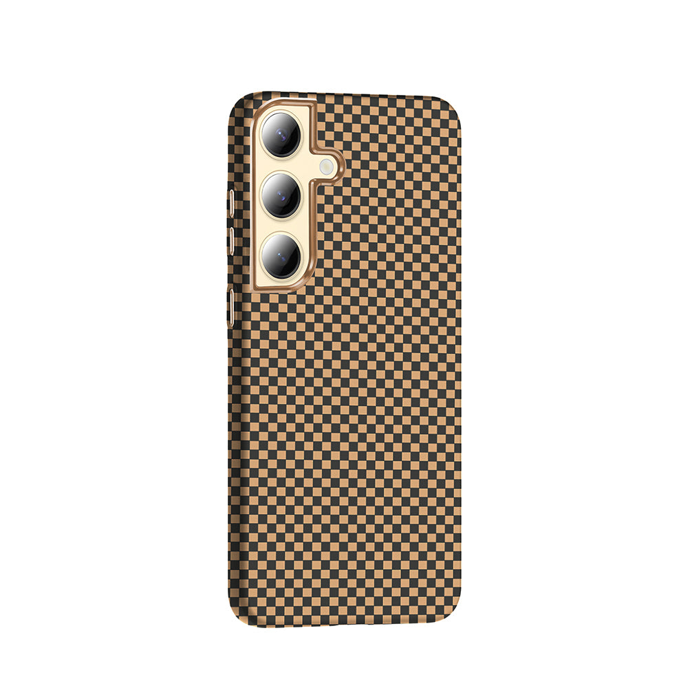 Galaxy S24 Plus Kılıf M-safe Şarj Özellikli Karbon Fiber Görünümlü Zore Gros Kapak Gold-Siyah