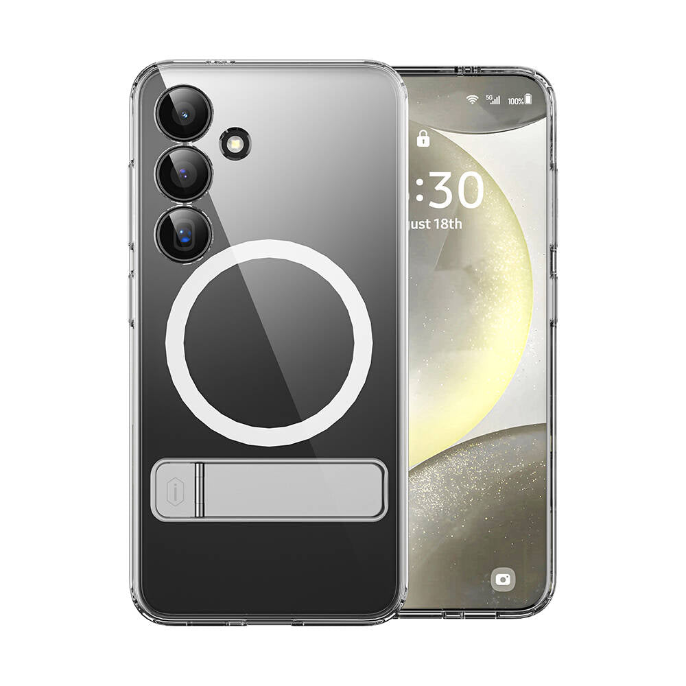 Galaxy S24 Plus Kılıf Magsafe Şarj Özellikli Kamera Korumalı Standlı Wiwu KCC-025 Aurora Serisi Kapak Şeffaf