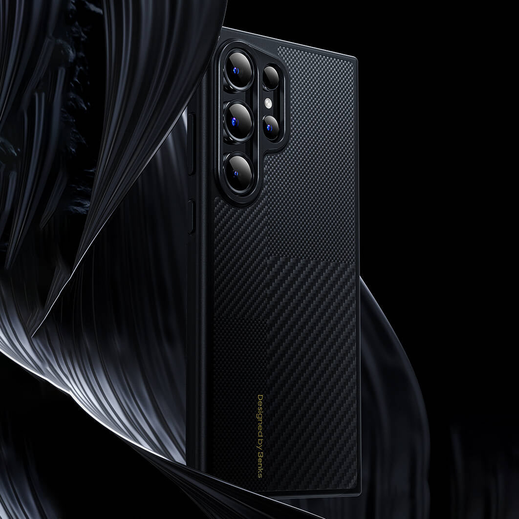 Galaxy S24 Plus Kılıf Magsafe Şarj Özellikli Karbon Fiber Benks Montage Hybrid ArmorPro Kevlar Kapak Siyah