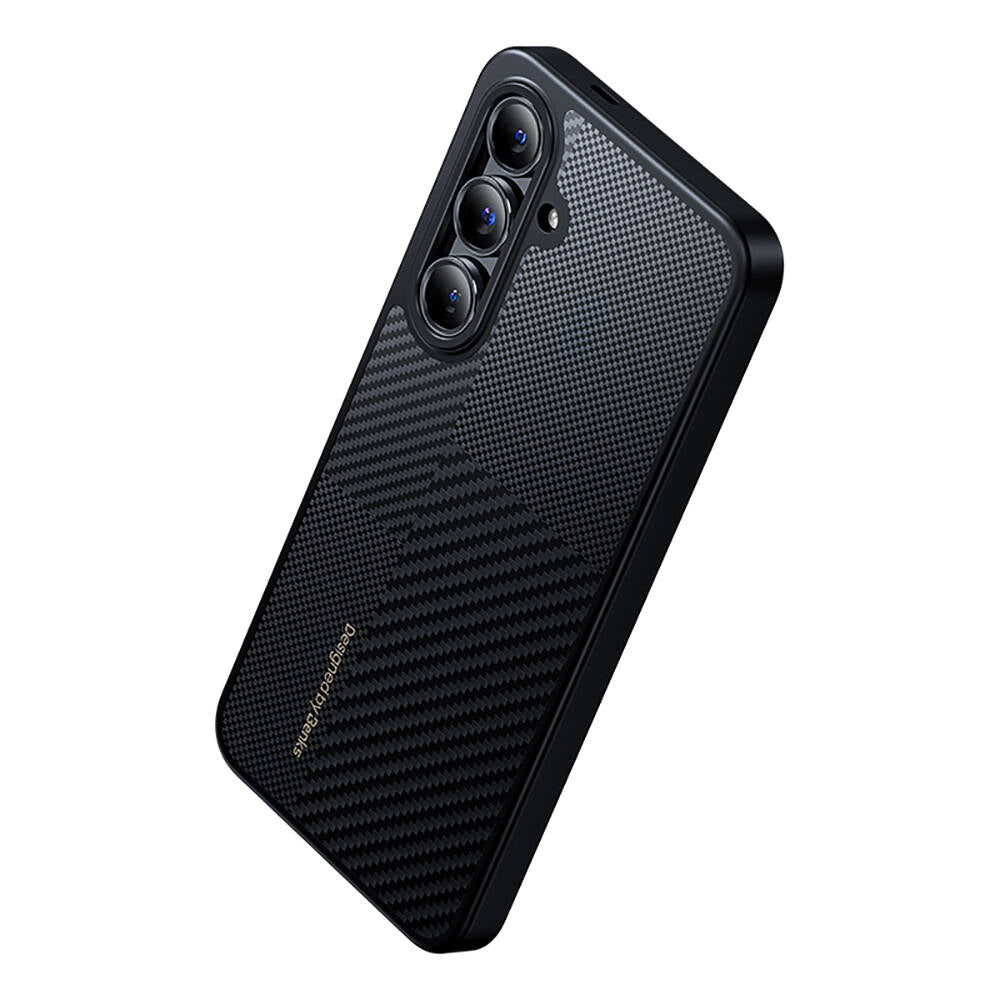 Galaxy S24 Plus Kılıf Magsafe Şarj Özellikli Karbon Fiber Benks Montage Hybrid ArmorPro Kevlar Kapak Siyah