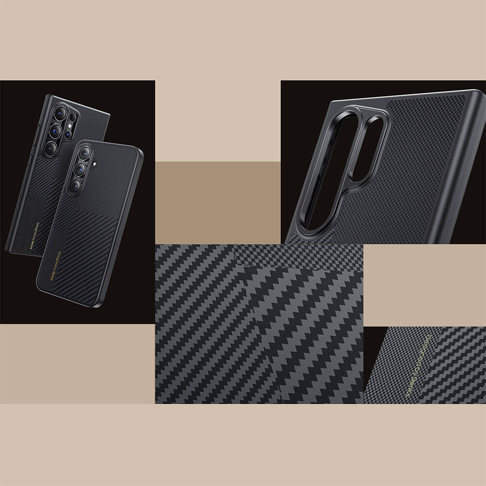 Galaxy S24 Plus Kılıf Magsafe Şarj Özellikli Karbon Fiber Benks Montage Hybrid ArmorPro Kevlar Kapak Siyah
