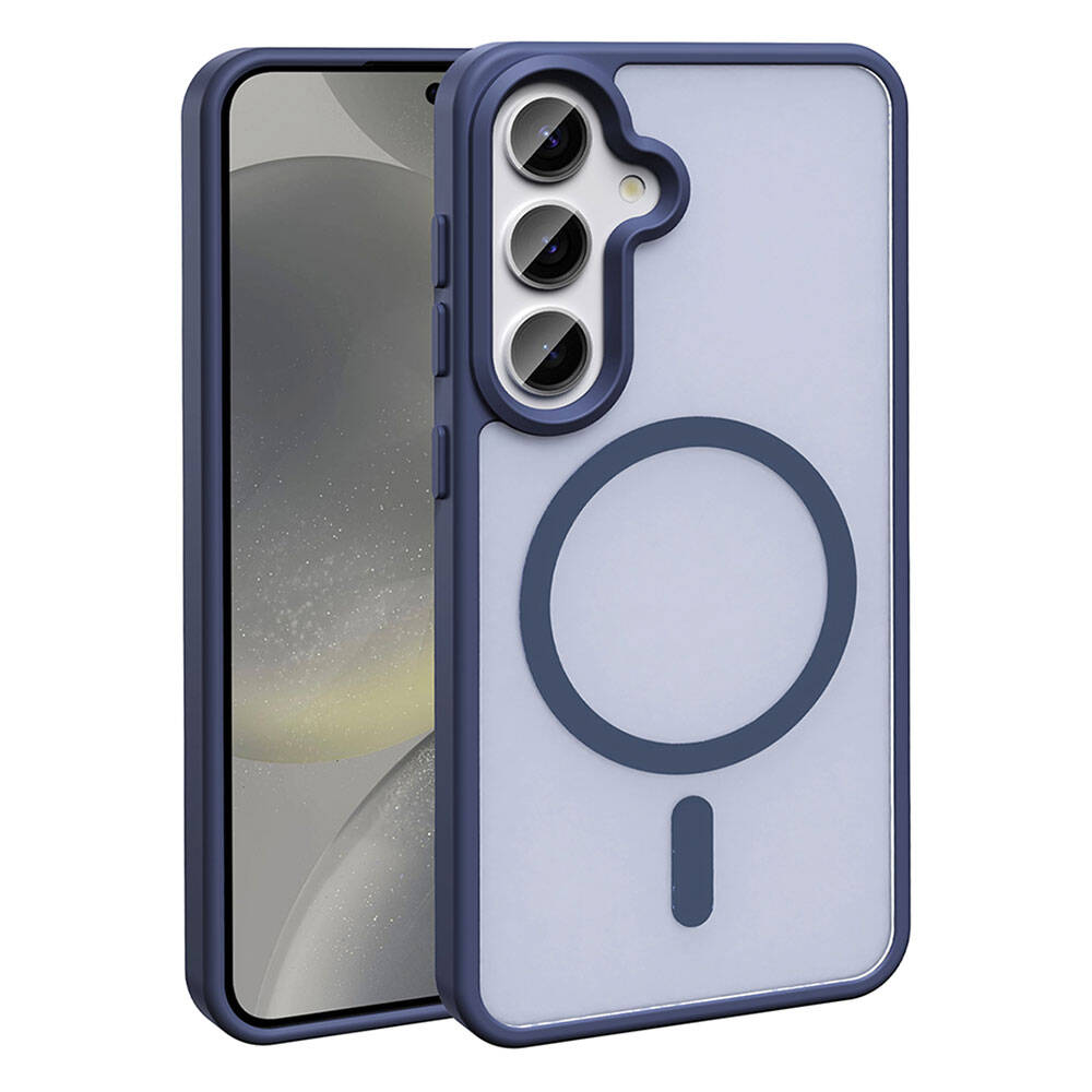 Galaxy S24 Plus Kılıf M-safe Şarj Özellikli Mat Arka Yüzey Zore Sio Kapak Koyu Mor