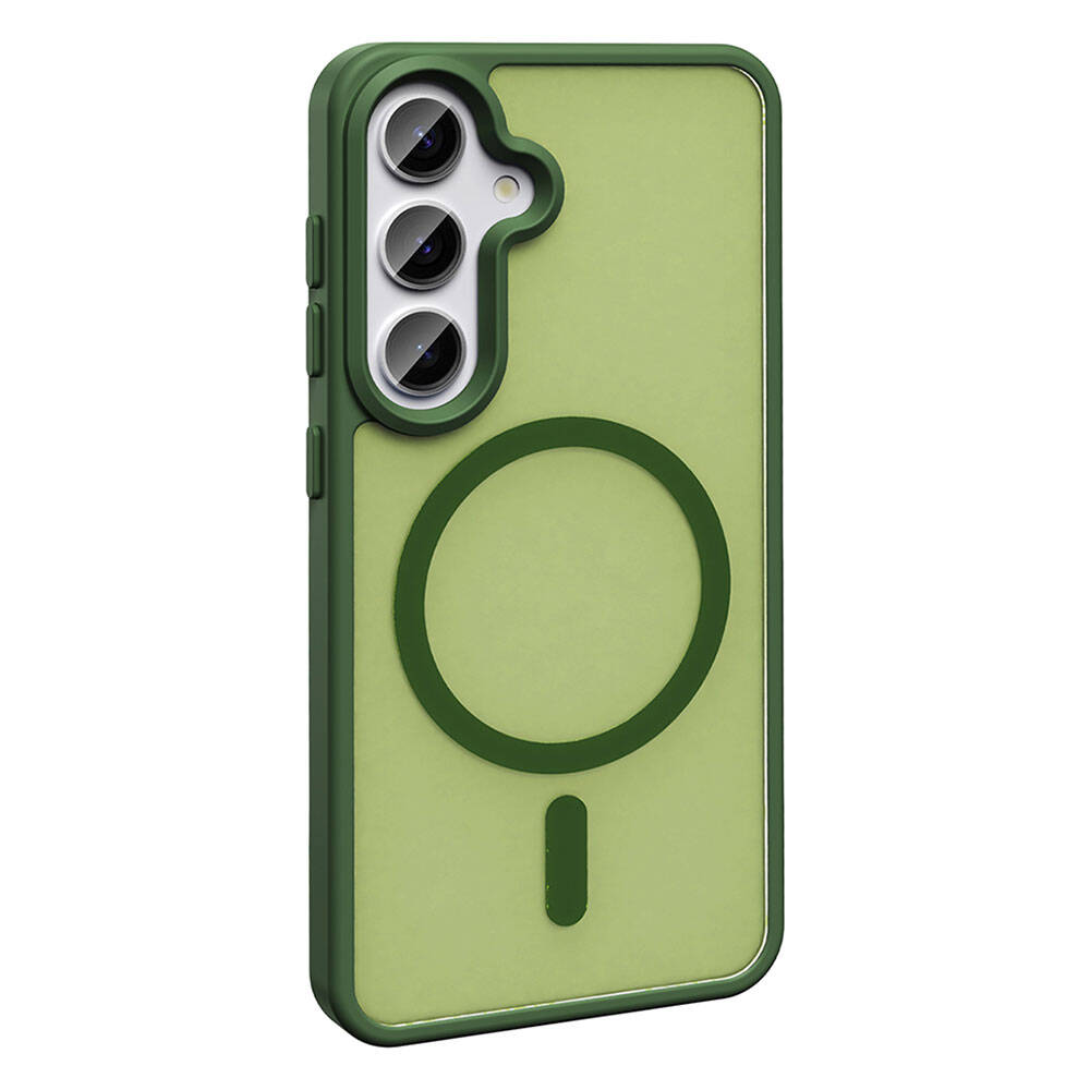 Galaxy S24 Plus Kılıf M-safe Şarj Özellikli Mat Arka Yüzey Zore Sio Kapak Koyu Yeşil