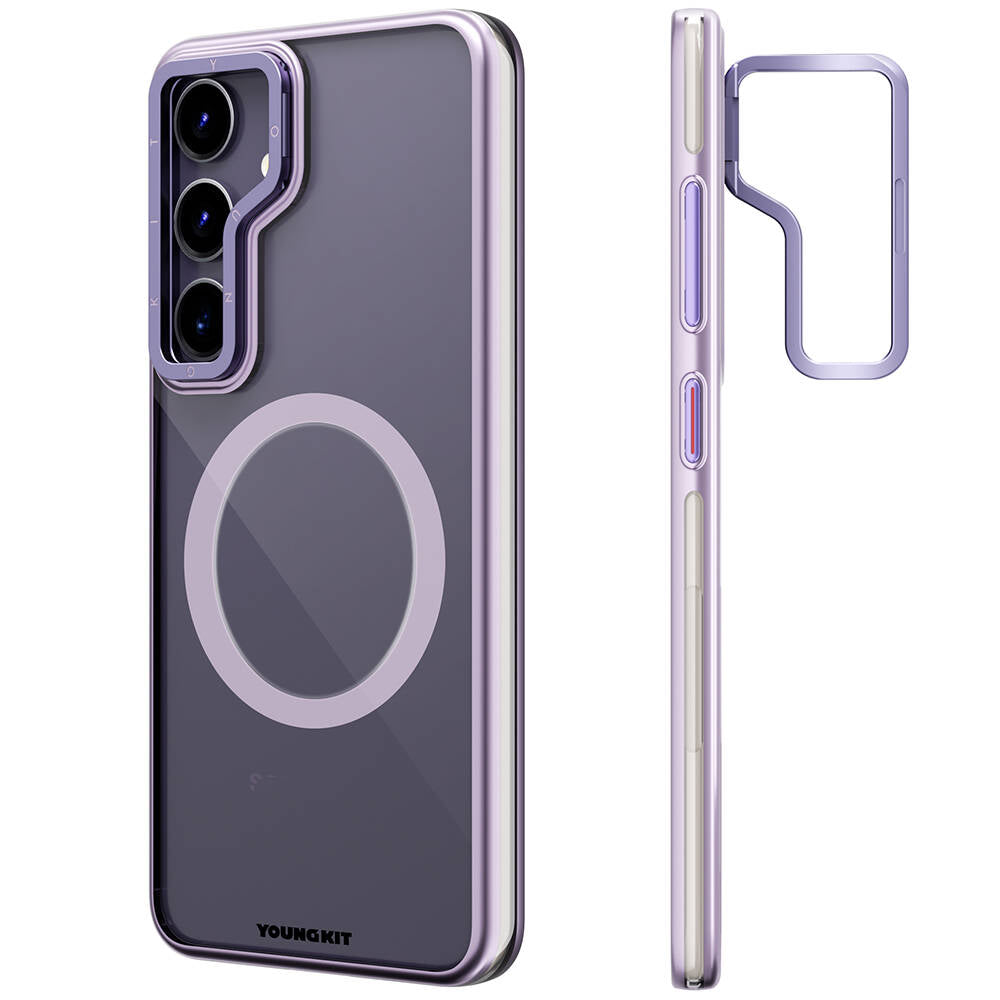 Galaxy S24 Plus Kılıf Magsafe Şarj Özellikli Sararma Önleyici Youngkit Crystal Grid Kapak Siyah