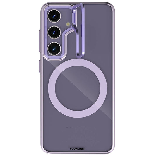 Galaxy S24 Plus Kılıf Magsafe Şarj Özellikli Sararma Önleyici Youngkit Crystal Grid Kapak Mor