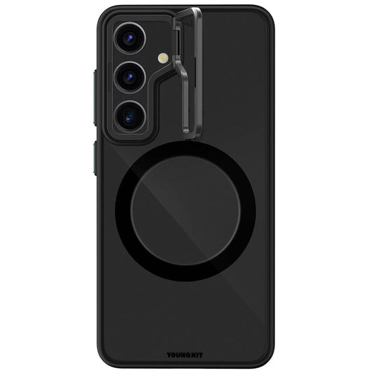 Galaxy S24 Plus Kılıf Magsafe Şarj Özellikli Sararma Önleyici Youngkit Crystal Grid Kapak Siyah