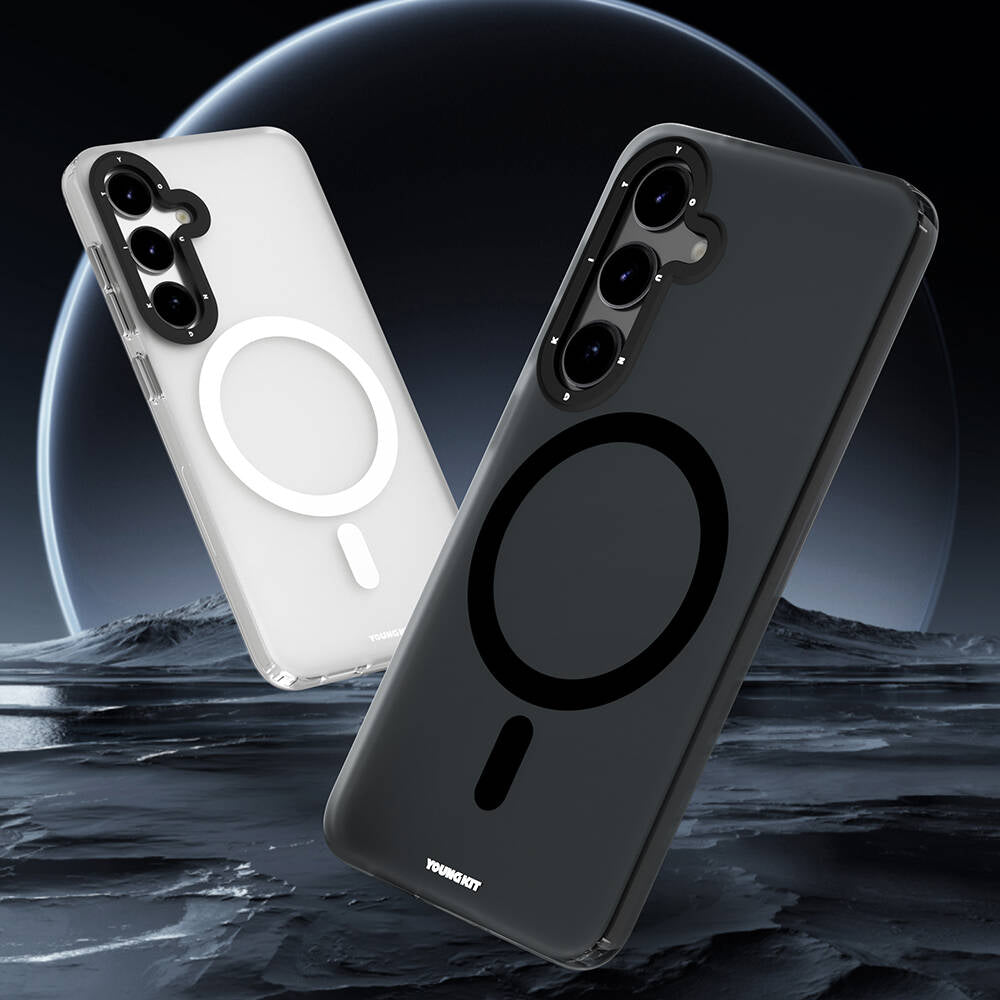 Galaxy S24 Plus Kılıf Magsafe Şarj Özellikli Youngkit Hidden Sand Serisi Kapak Beyaz