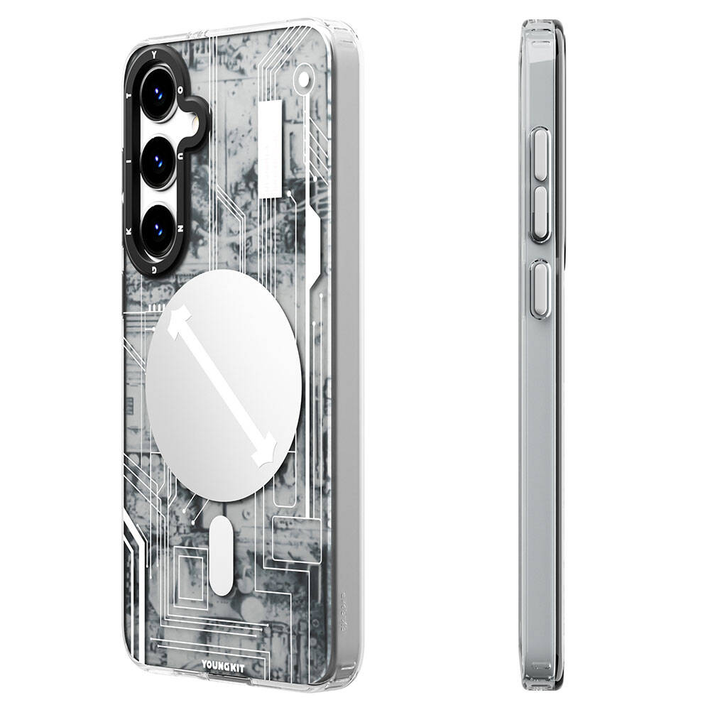 Galaxy S24 Plus Kılıf Magsafe Şarj Özellikli YoungKit Technology Serisi Kapak Beyaz