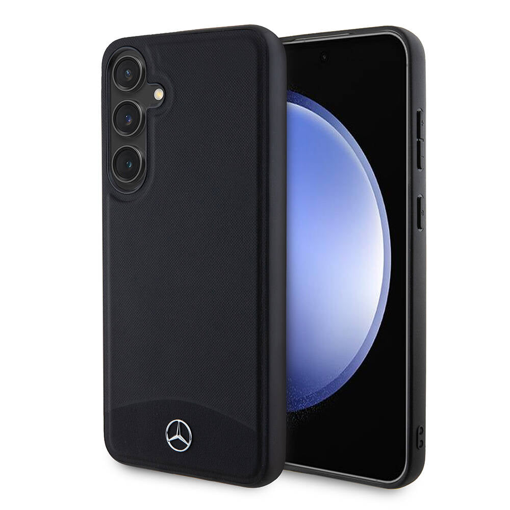 Galaxy S24 Plus Kılıf Mercedes Benz Orjinal Lisanslı Magsafe Şarj Özellikli Deri Dokumalı Sade Kapak Siyah