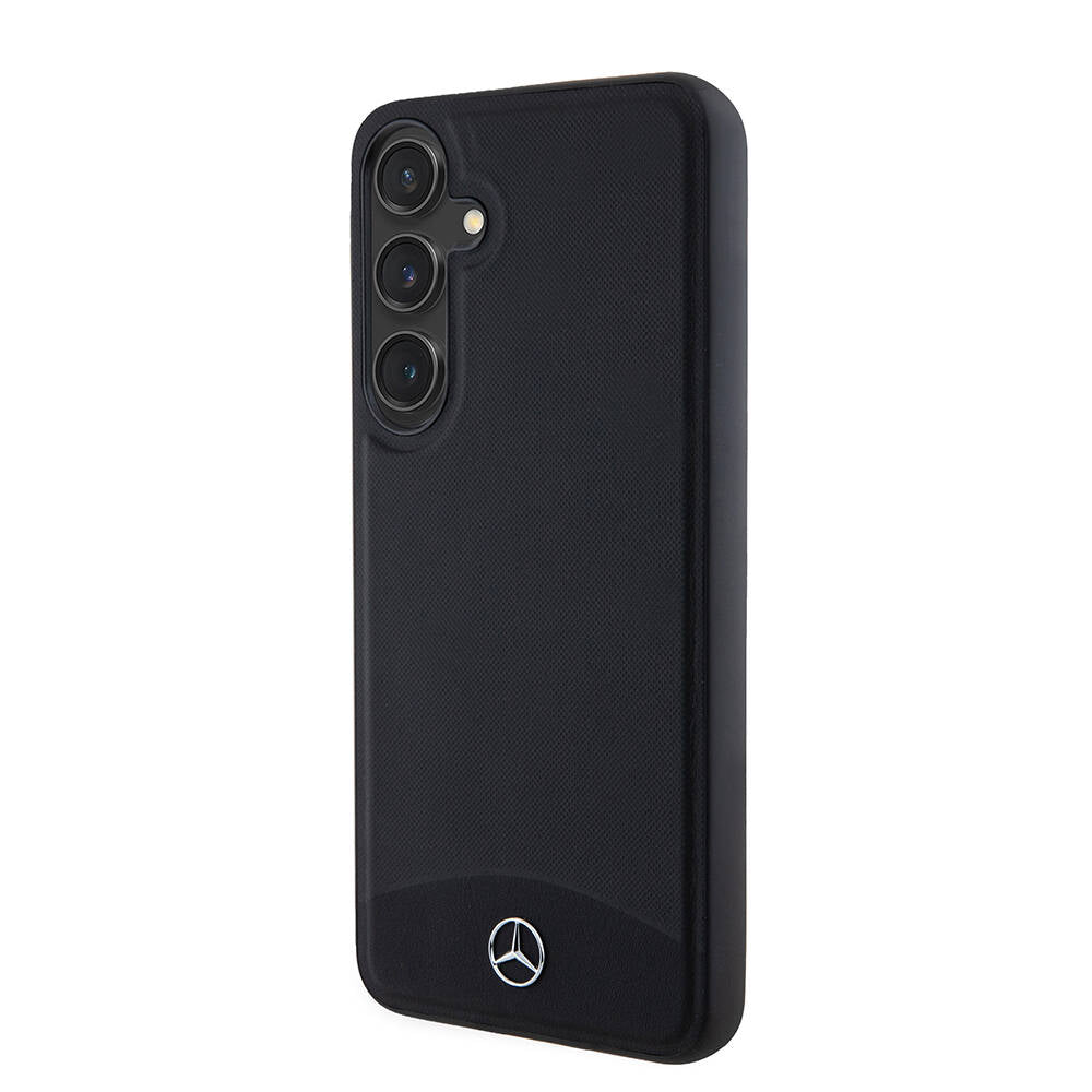Galaxy S24 Plus Kılıf Mercedes Benz Orjinal Lisanslı Magsafe Şarj Özellikli Deri Dokumalı Sade Kapak Siyah
