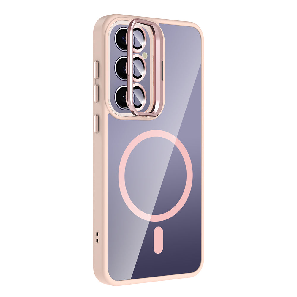 Galaxy S24 Plus Kılıf Standlı ve Kamera Lens Hediyeli M-Safe Şarj Özellikli Zore Etro Kapak Siyah