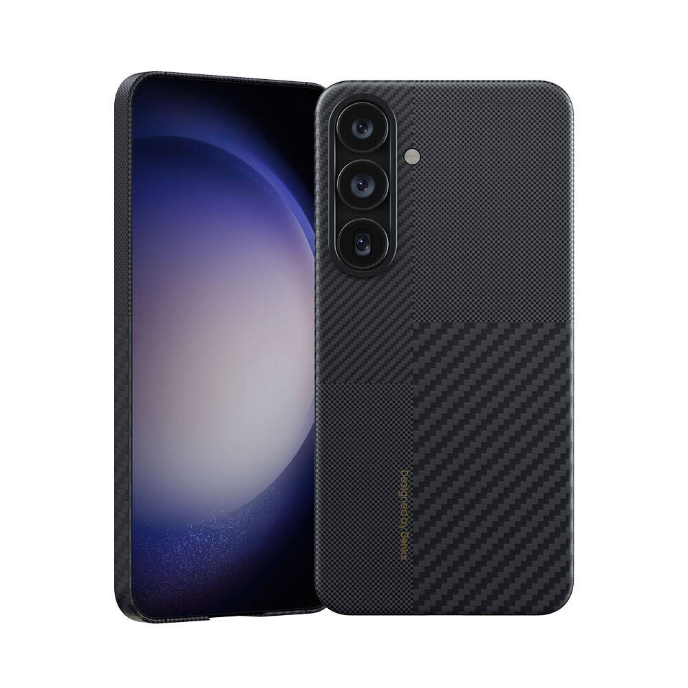 Galaxy S24 Plus Magsafe Şarj Özellikli Karbon Fiber Benks Montage ArmorAir Kevlar Kapak Siyah