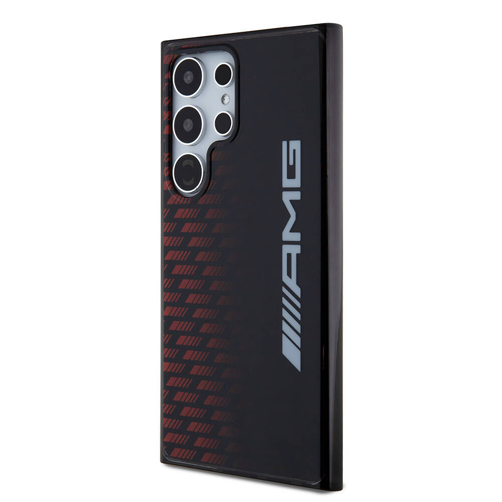 Galaxy S24 Ultra Kılıf AMG Orjinal Lisanslı Çift Katmanlı Büyük Logolu Dörtgen Şerit Desenli Kapak Siyah