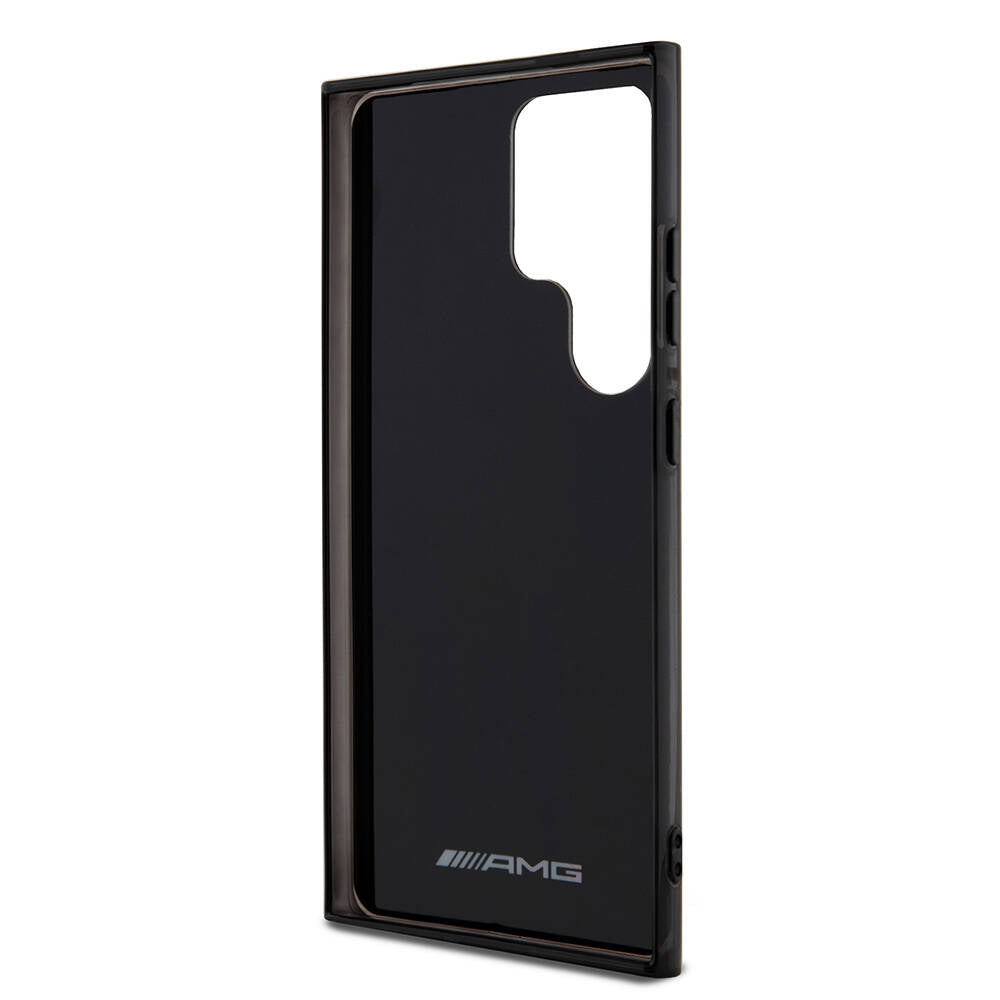 Galaxy S24 Ultra Kılıf AMG Orjinal Lisanslı Çift Katmanlı Büyük Logolu Dörtgen Şerit Desenli Kapak Siyah