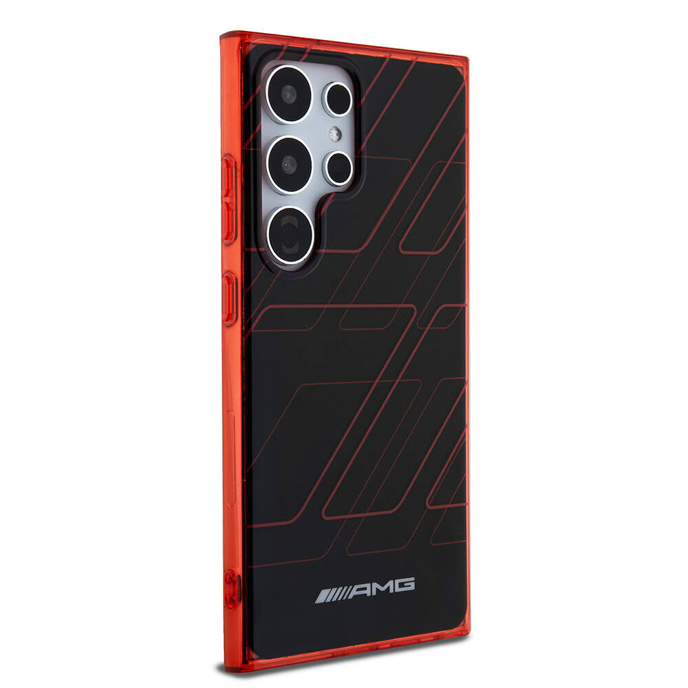 Galaxy S24 Ultra Kılıf AMG Orjinal Lisanslı Çift Katmanlı Dörtgen Desenli Kapak Siyah