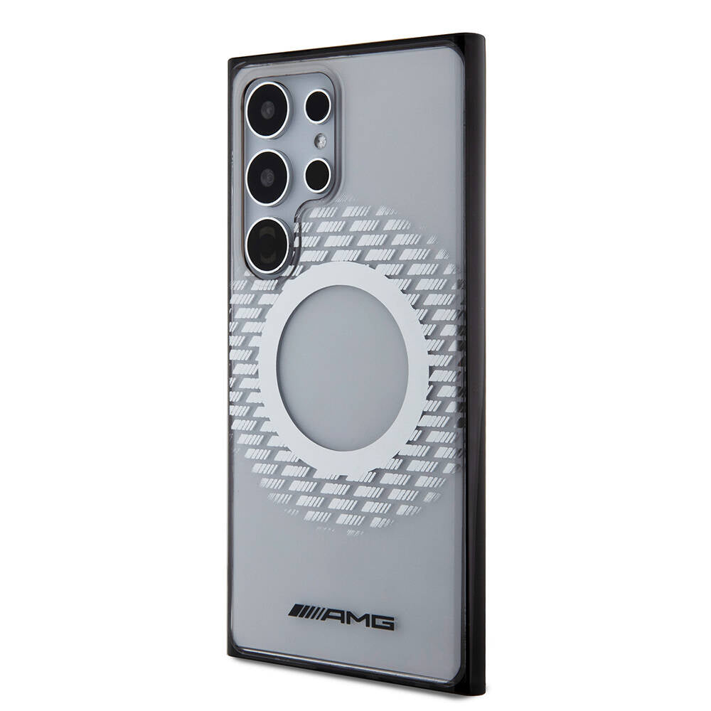 Galaxy S24 Ultra Kılıf AMG Orjinal Lisanslı Magsafe Şarj Özellikli Eşkenar Dörtgen Desenli Transparan Kapak Renksiz