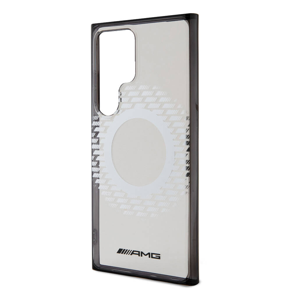 Galaxy S24 Ultra Kılıf AMG Orjinal Lisanslı Magsafe Şarj Özellikli Eşkenar Dörtgen Desenli Transparan Kapak Renksiz