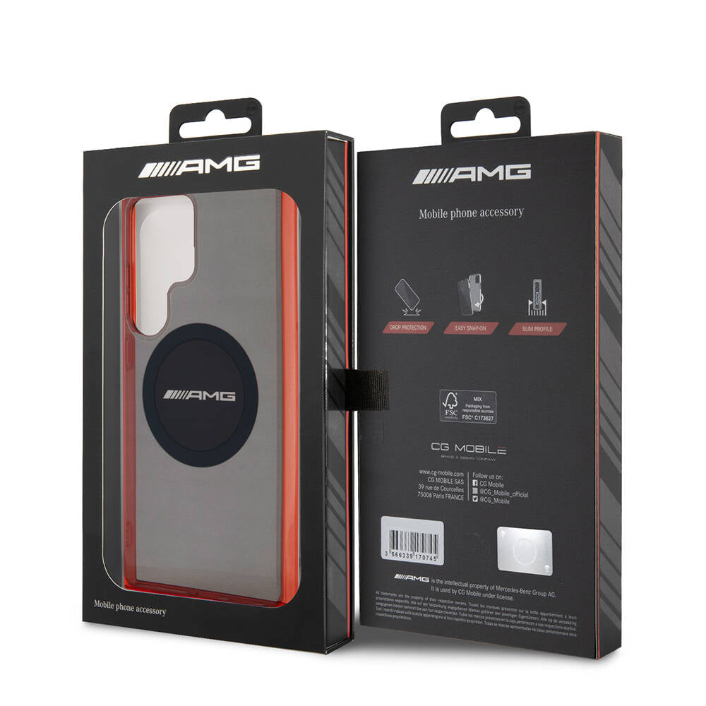 Galaxy S24 Ultra Kılıf AMG Orjinal Lisanslı Magsafe Şarj Özellikli Transparan Timeless Kapak Siyah