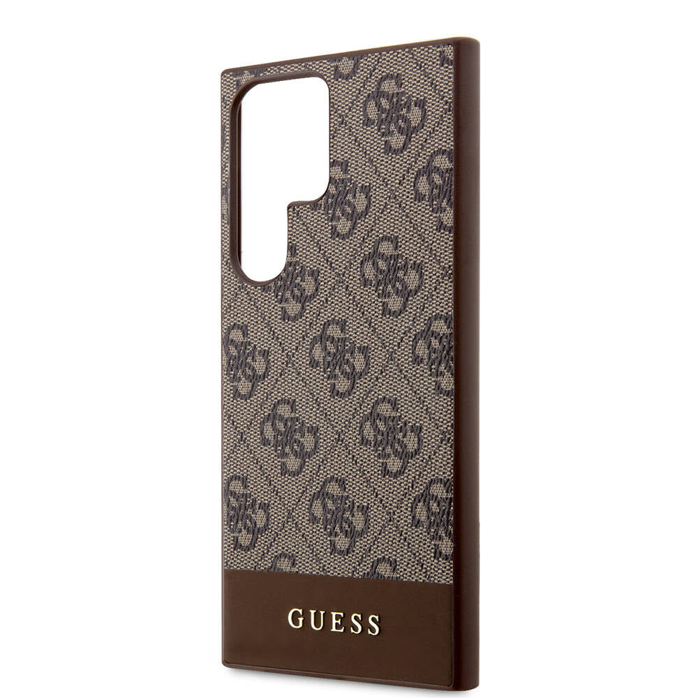 Galaxy S24 Ultra Kılıf Guess Orjinal Lisanslı PU Deri Şerit Logo Dizaynlı Kapak Siyah