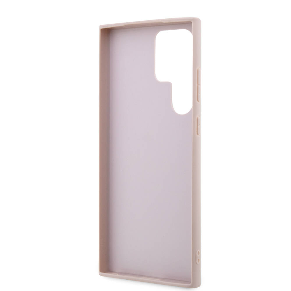 Galaxy S24 Ultra Kılıf Guess Orjinal Lisanslı PU Deri Yazı ve 4G Metal Logolu Desenli Kapak Siyah