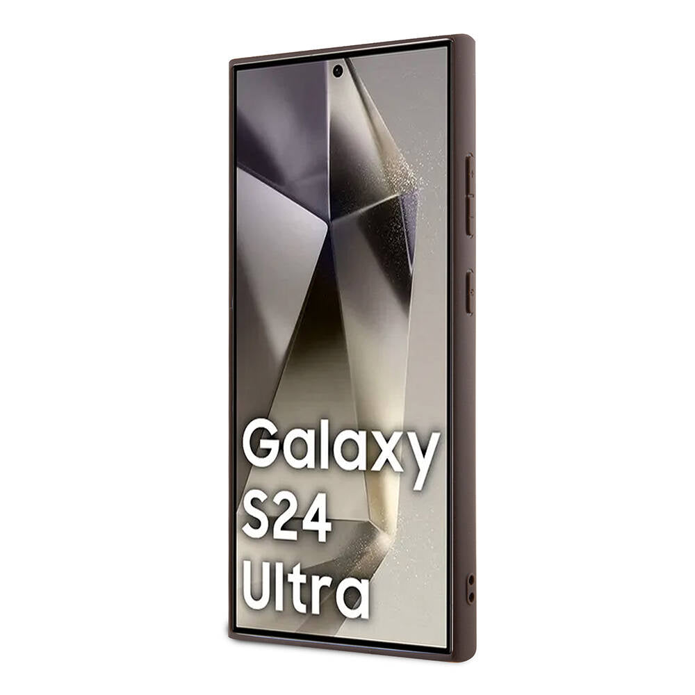 Galaxy S24 Ultra Kılıf Guess Orjinal Lisanslı PU Üçgen Logo 4G Desenli Kapak Beyaz
