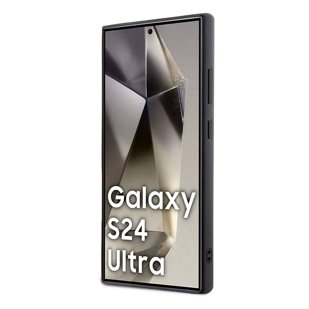 Galaxy S24 Ultra Kılıf Guess Orjinal Lisanslı Taşlı Arka Yüzey Üçgen Logolu Kapak Pembe
