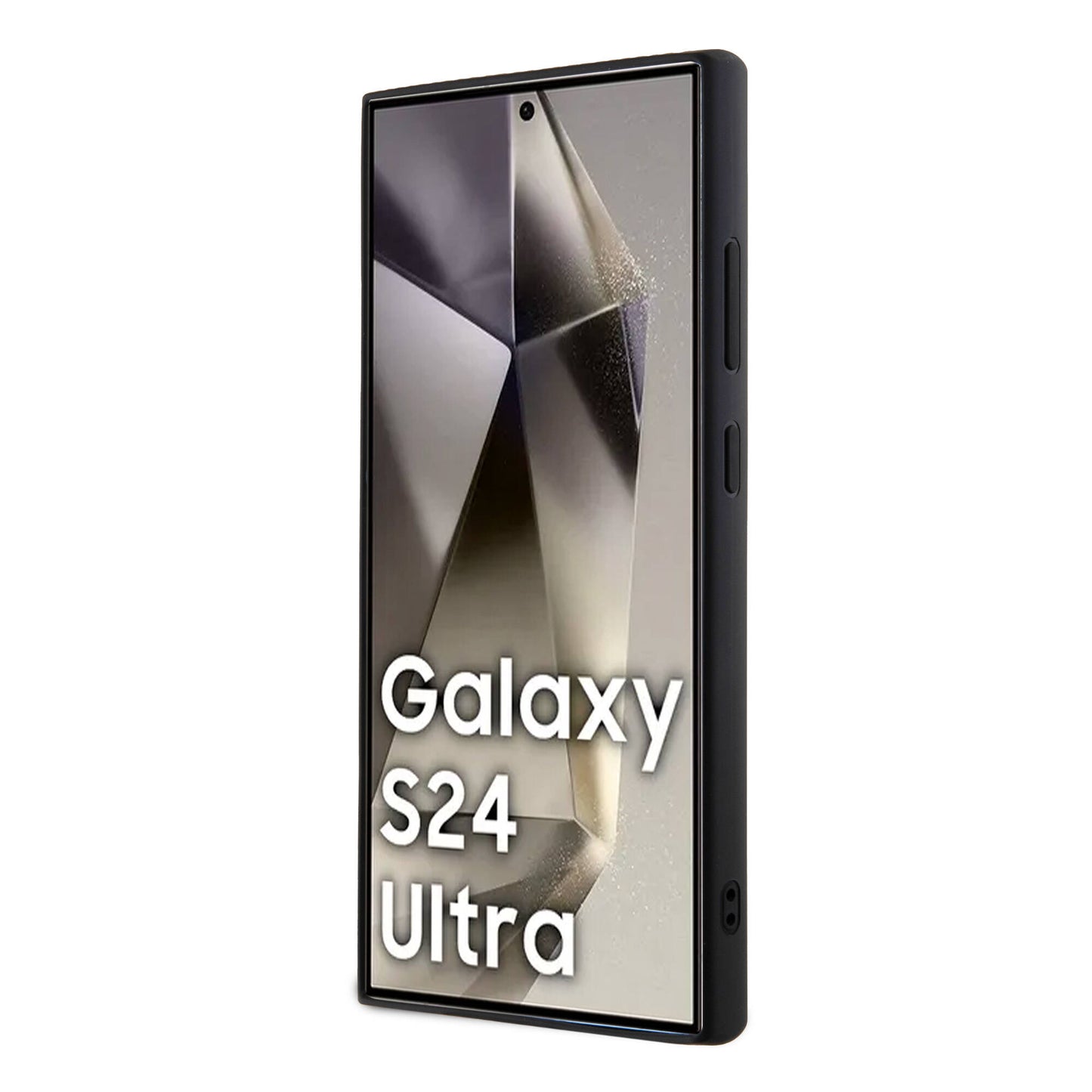 Galaxy S24 Ultra Kılıf Guess Orjinal Lisanslı Taşlı Arka Yüzey Üçgen Logolu Kapak Siyah