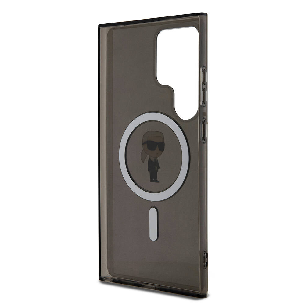 Galaxy S24 Ultra Kılıf Karl Lagerfeld Orjinal Lisanslı Magsafe Şarj Özellikli Karl Head IML Baskılı Kapak Siyah