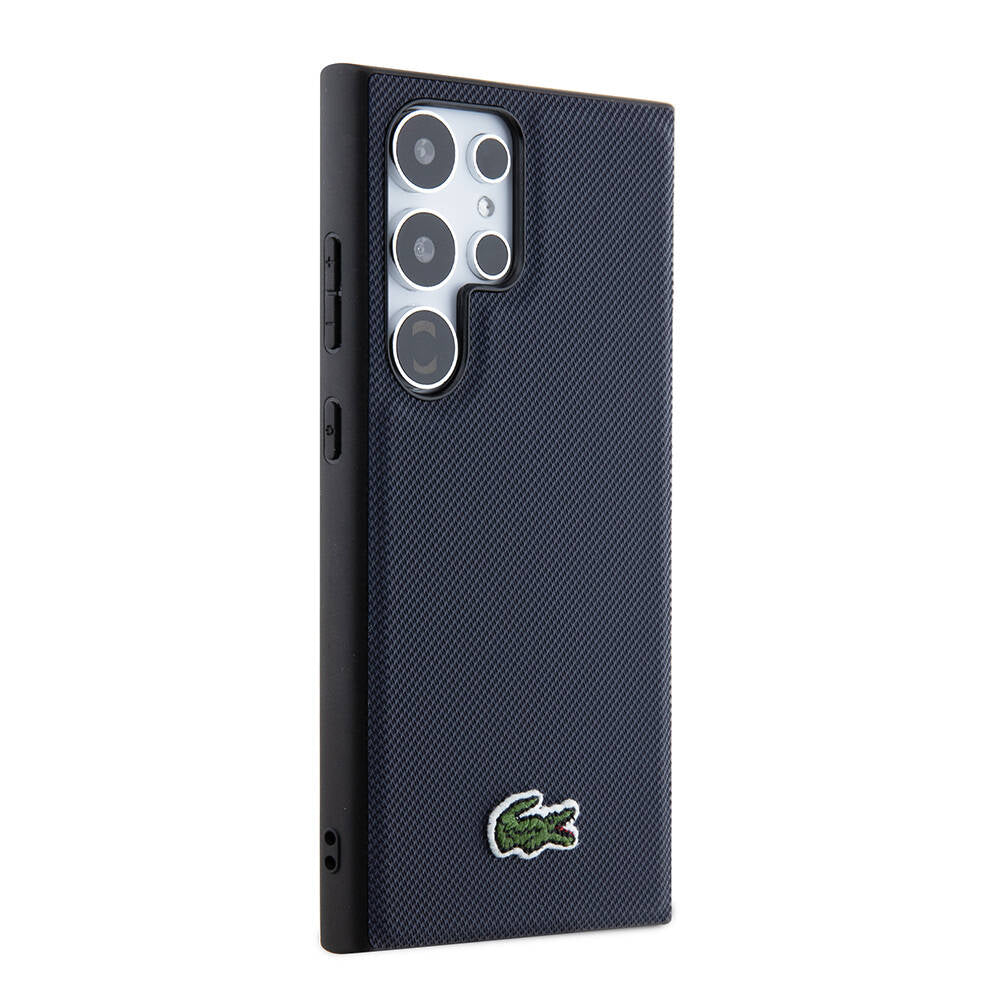 Galaxy S24 Ultra Kılıf Lacoste Orjinal Lisanslı PU Pike Desenli Arka Yüzey İkonik Timsah Dokuma Logolu Kapak Siyah
