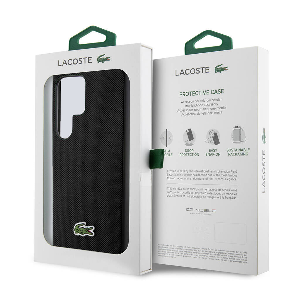 Galaxy S24 Ultra Kılıf Lacoste Orjinal Lisanslı PU Pike Desenli Arka Yüzey İkonik Timsah Dokuma Logolu Kapak Yeşil