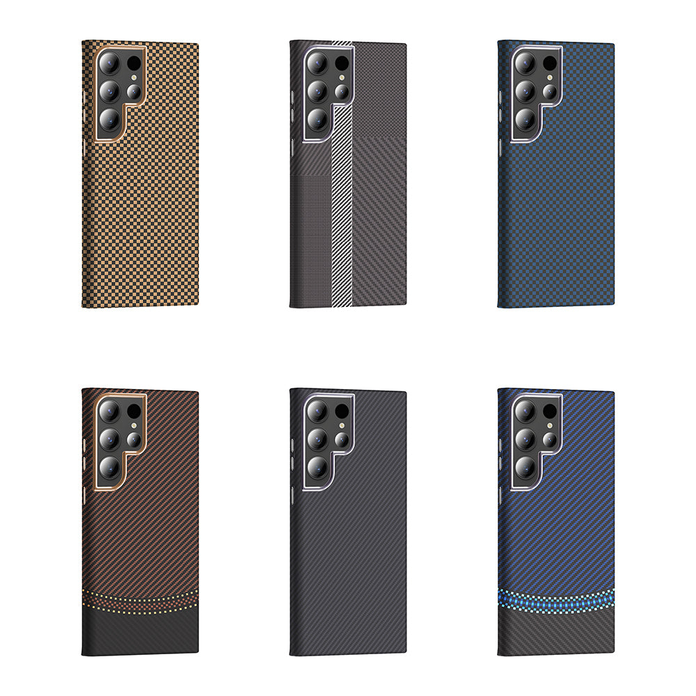 Galaxy S24 Ultra Kılıf M-safe Şarj Özellikli Karbon Fiber Görünümlü Zore Gros Kapak Siyah