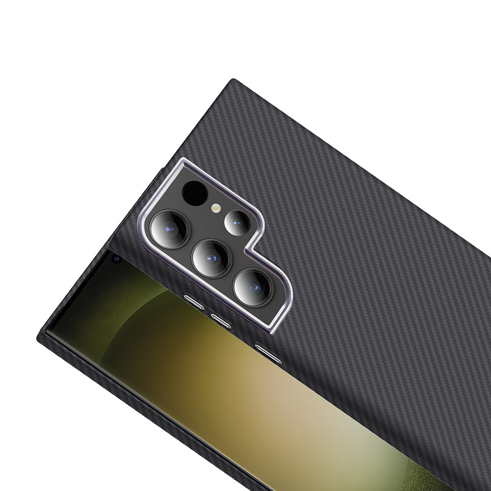 Galaxy S24 Ultra Kılıf M-safe Şarj Özellikli Karbon Fiber Görünümlü Zore Gros Kapak Siyah