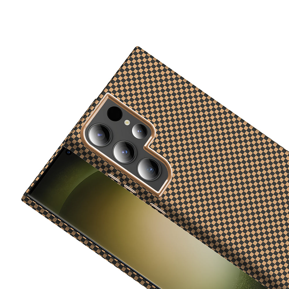 Galaxy S24 Ultra Kılıf M-safe Şarj Özellikli Karbon Fiber Görünümlü Zore Gros Kapak Desert Titanyum