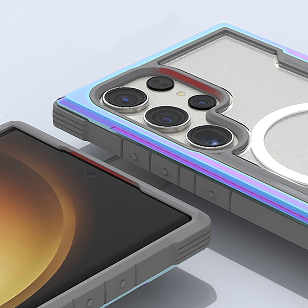 Galaxy S24 Ultra Kılıf M-safe Şarj Özellikli Airbagli Raptic Shield Serisi Şeffaf Arka Yüzey Kapak Kırmızı