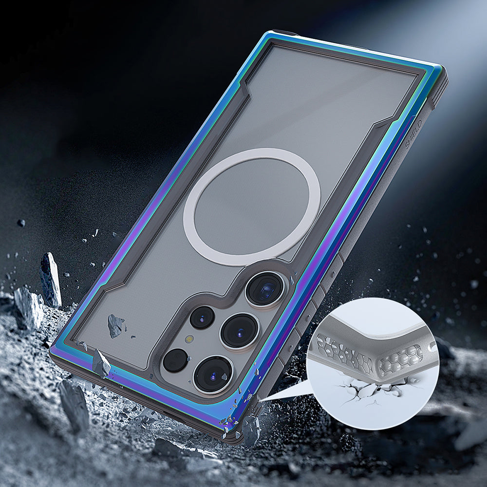 Galaxy S24 Ultra Kılıf M-safe Şarj Özellikli Airbagli Raptic Shield Serisi Şeffaf Arka Yüzey Kapak Colorful