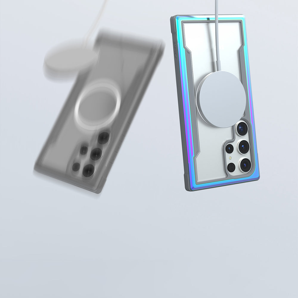 Galaxy S24 Ultra Kılıf M-safe Şarj Özellikli Airbagli Raptic Shield Serisi Şeffaf Arka Yüzey Kapak Kırmızı