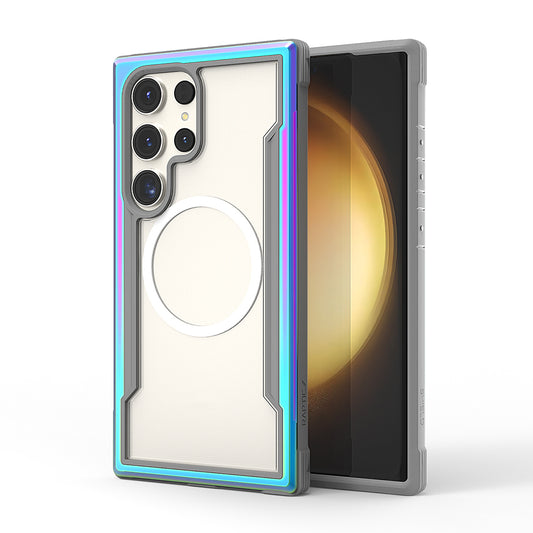 Galaxy S24 Ultra Kılıf M-safe Şarj Özellikli Airbagli Raptic Shield Serisi Şeffaf Arka Yüzey Kapak Colorful