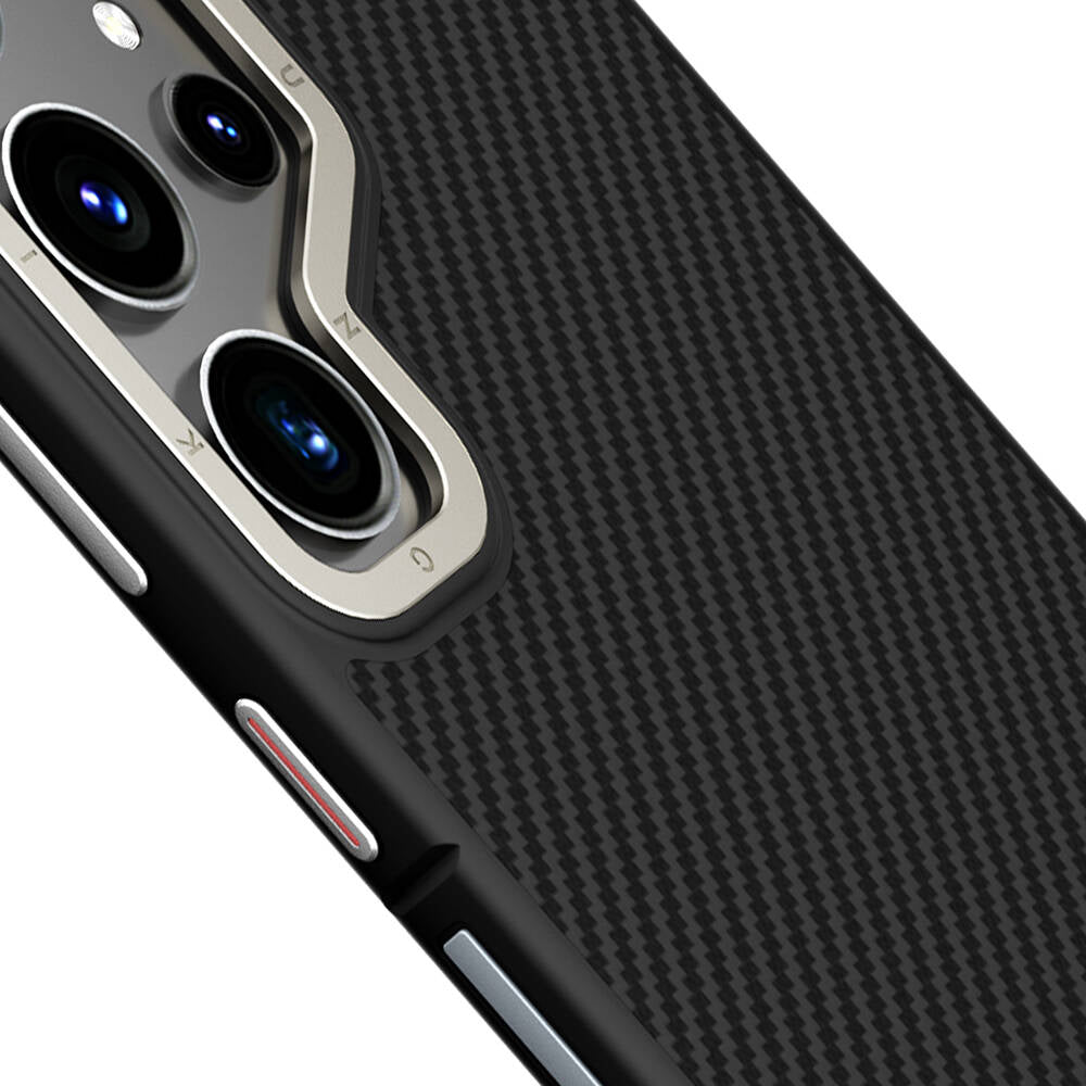 Galaxy S24 Ultra Kılıf Magsafe Şarj Özellikli Aramid Fiber Tasarımlı Youngkit 600D Kevlar Serisi Kapak Siyah