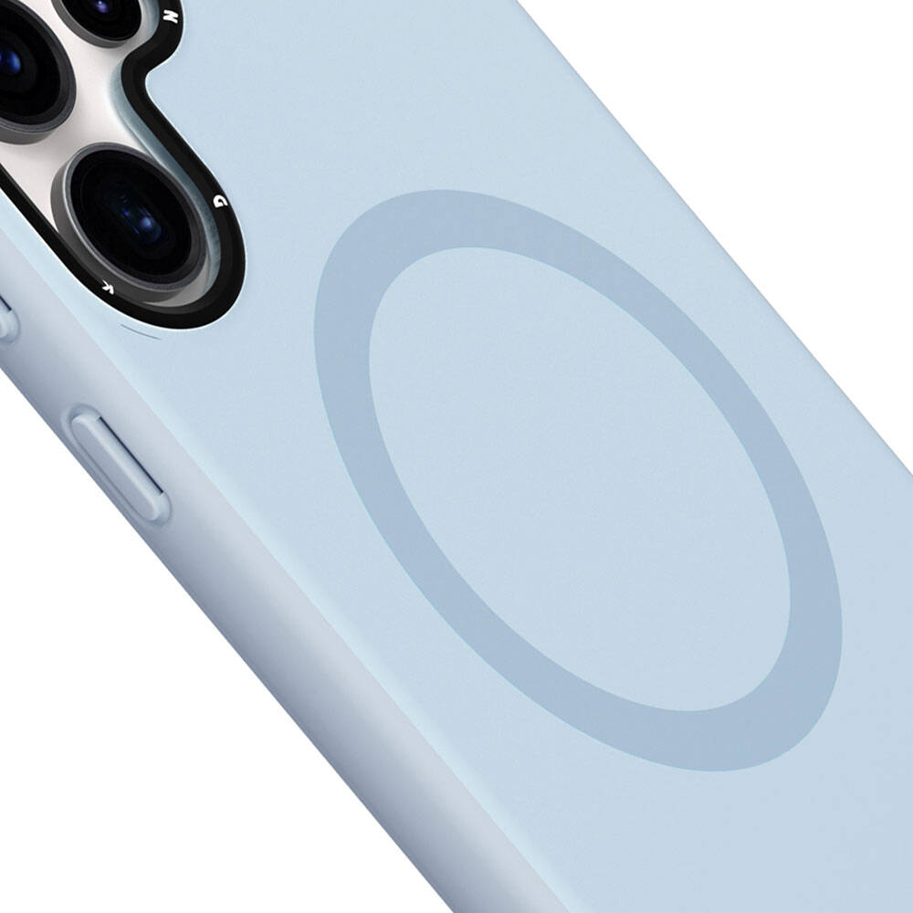 Galaxy S24 Ultra Kılıf Magsafe Şarj Özellikli Çizilmeye Ve Aşınmaya Dayanıklı Youngkit Velvet Serisi Kapak Mavi