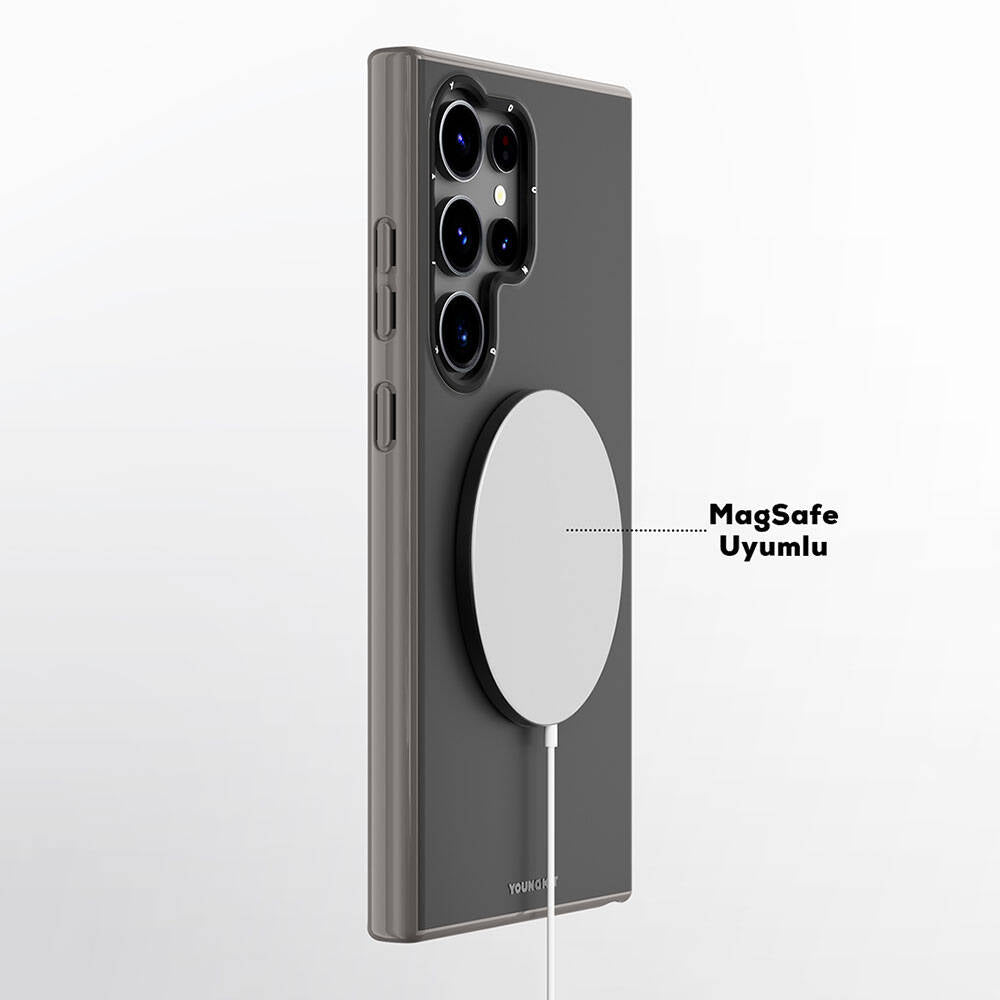 Galaxy S24 Ultra Kılıf Magsafe Şarj Özellikli Çizilmeye Ve Aşınmaya Dayanıklı Youngkit Velvet Serisi Kapak Pembe