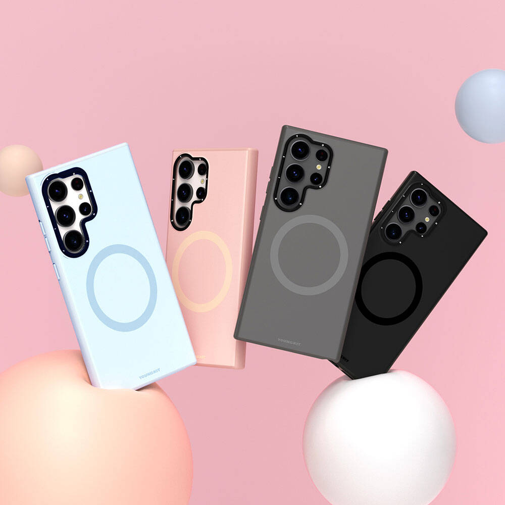 Galaxy S24 Ultra Kılıf Magsafe Şarj Özellikli Çizilmeye Ve Aşınmaya Dayanıklı Youngkit Velvet Serisi Kapak Mavi