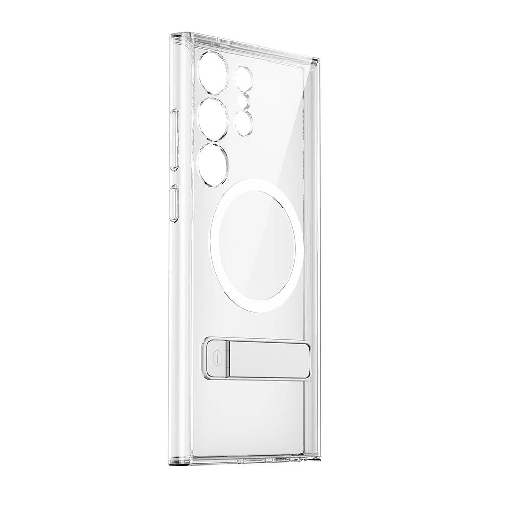 Galaxy S24 Ultra Kılıf Magsafe Şarj Özellikli Kamera Korumalı Standlı Wiwu KCC-025 Aurora Serisi Kapak Şeffaf