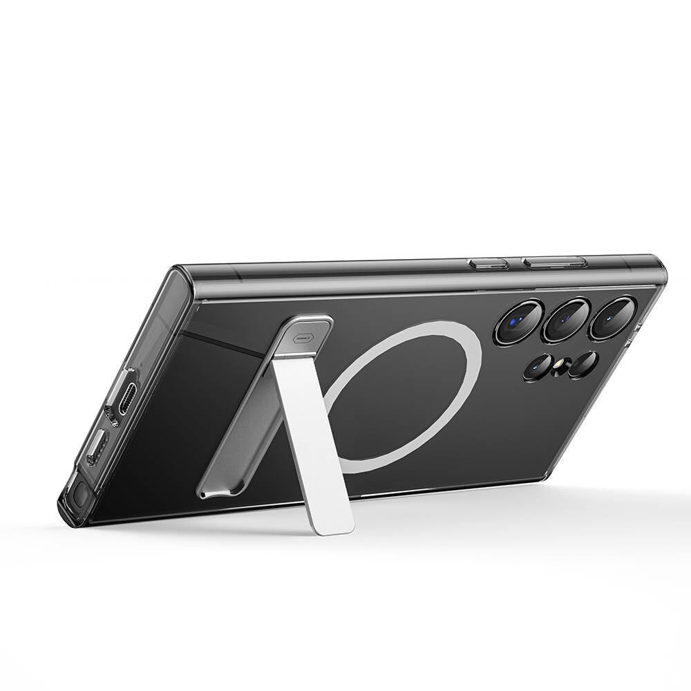 Galaxy S24 Ultra Kılıf Magsafe Şarj Özellikli Kamera Korumalı Standlı Wiwu KCC-025 Aurora Serisi Kapak Şeffaf