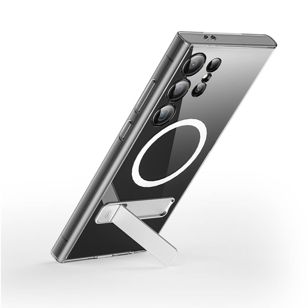 Galaxy S24 Ultra Kılıf Magsafe Şarj Özellikli Kamera Korumalı Standlı Wiwu KCC-025 Aurora Serisi Kapak Şeffaf