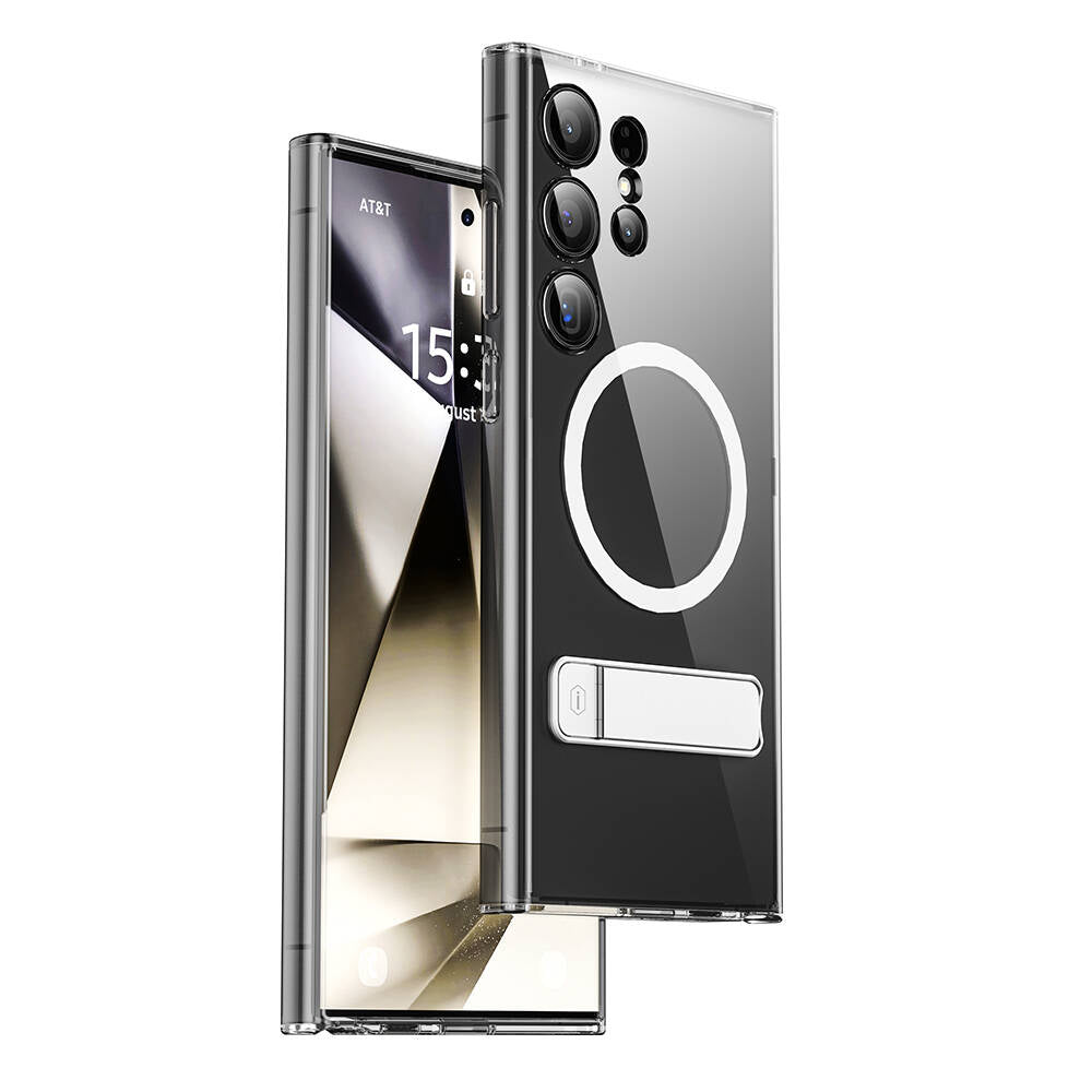 Galaxy S24 Ultra Kılıf Magsafe Şarj Özellikli Kamera Korumalı Standlı Wiwu KCC-025 Aurora Serisi Kapak Şeffaf
